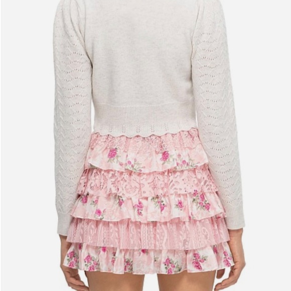 LOVE SHACK FANCY BRYNNER CROP CARDIGAN XS in PEBBLE - Picture 10 of 11